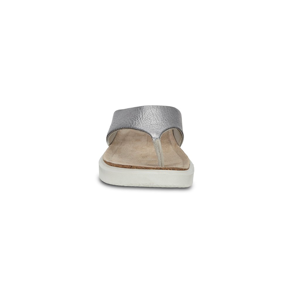 Sandalias Mujer - ECCO Corksphere Thong - Plateados - MUW617428